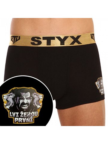 Pánské boxerky Styx KTV sportovní guma černé – zlatá guma GTZL960 XXL