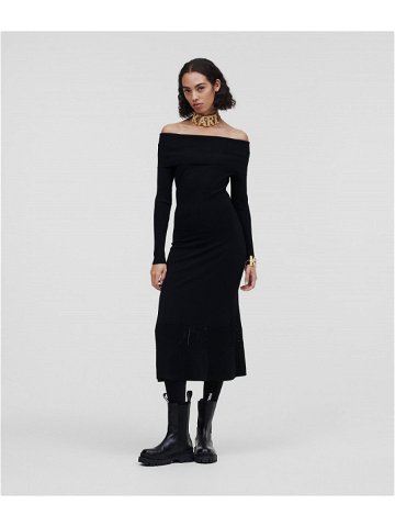Šaty karl lagerfeld folded neckline dress černá xs