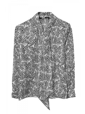 Košile karl lagerfeld printed silk shirt w bow bílá 44
