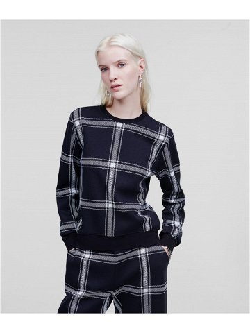 Mikina karl lagerfeld check printed sweatshirt černá xs