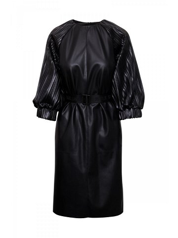 Šaty karl lagerfeld faux leather dress černá 42