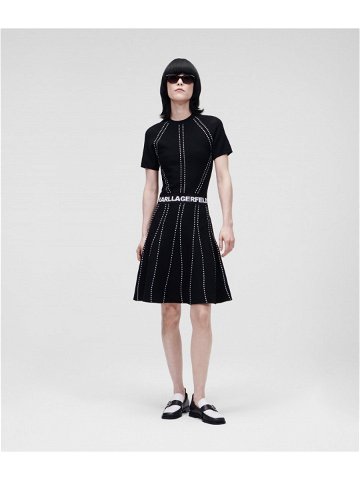 Šaty karl lagerfeld s slv knitted logo dress černá xs