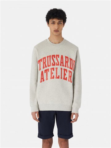 Mikina trussardi sweatshirt logo melange cotton fleece šedá xxl