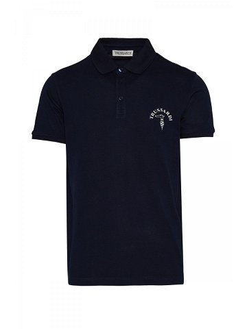 Polokošile trussardi polo printed logo cotton piquet modrá s