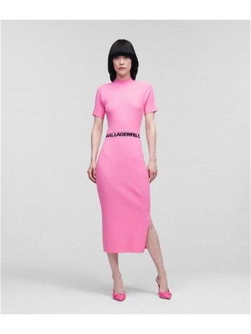 Šaty karl lagerfeld sslv knit dress w logo růžová xl