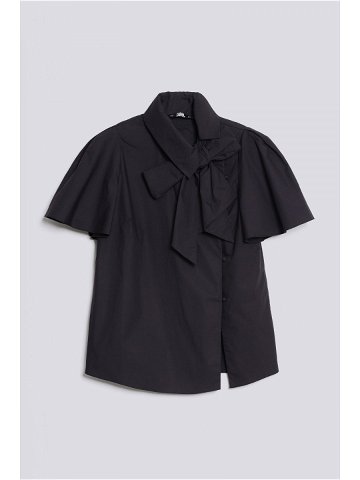 Košile karl lagerfeld poplin shirt w neck bow černá 46