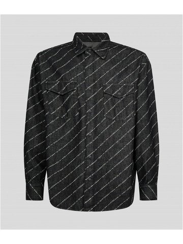 Košile karl lagerfeld unisex aop logo denim shirt černá l