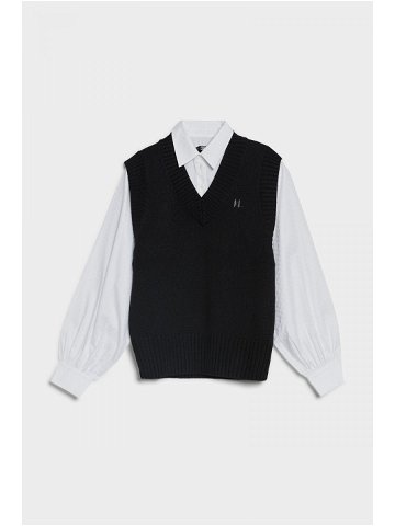 Svetr karl lagerfeld knit vest w poplin shirt černá xl