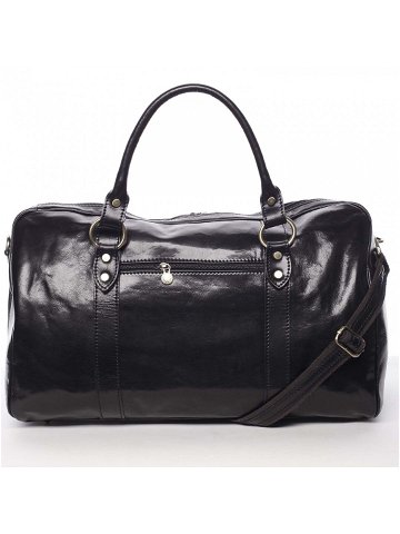 Velká cestovní kožená taška černá – ItalY Equado