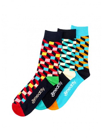 Meatfly ponožky 3D Checkers socks – S19 Triple pack Mnohobarevná Velikost S M