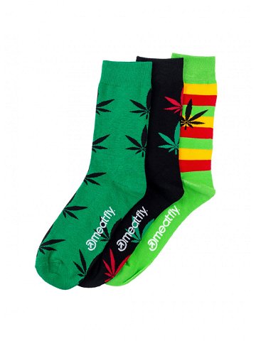 Meatfly ponožky Ganja Green socks – S19 Triple pack Mnohobarevná Velikost S M