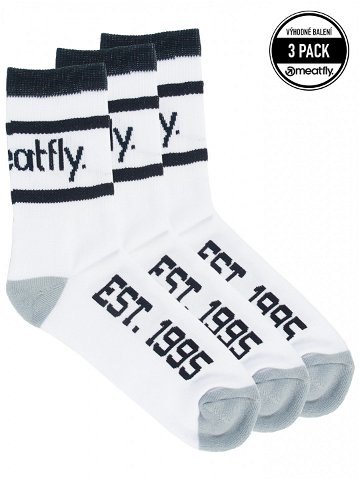 Meatfly ponožky Long Triple Pack White Bílá Velikost L