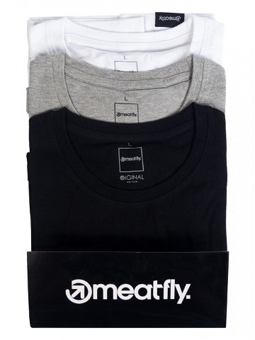 Meatfly balení pánských triček MF Logo Multipack Black Grey Heather White Černá Velikost XXL 100 bavlna