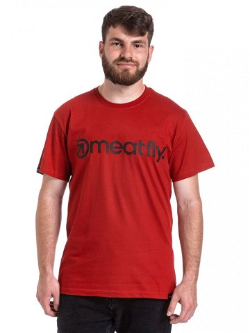 Meatfly pánské tričko MF Logo Dark Red Červená Velikost XXL