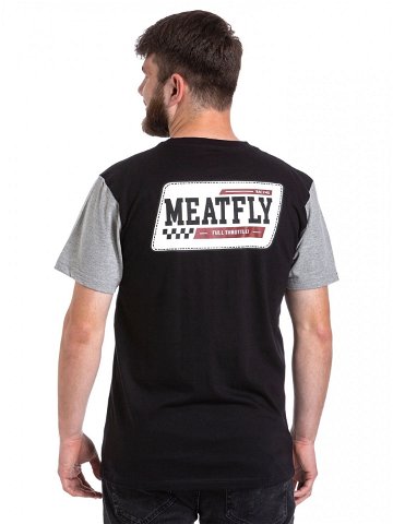 Meatfly pánské tričko Racing Black Grey Heather Černá Velikost XXL
