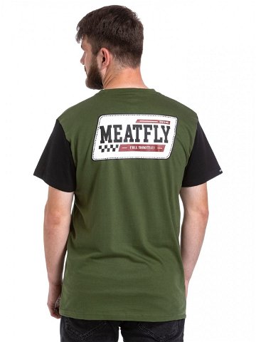 Meatfly pánské tričko Racing Olive Black Zelená Velikost XXXL
