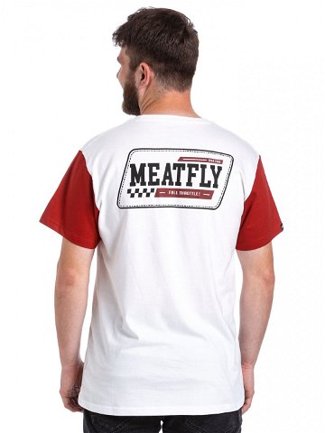 Meatfly pánské tričko Racing White Dark Red Bílá Velikost XXL