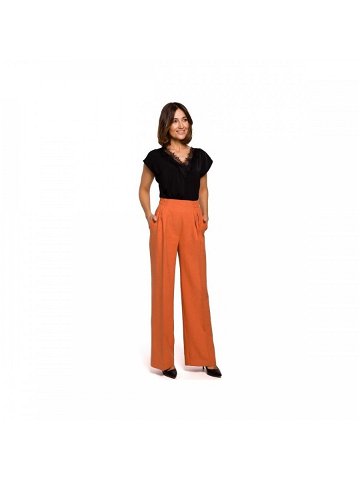 Style S203 Palazzo kalhoty s pružným pasem – oranžové Kalhoty