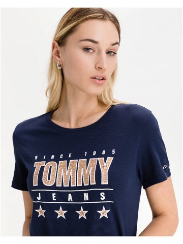 Tommy Jeans Slim Metallic Triko Modrá