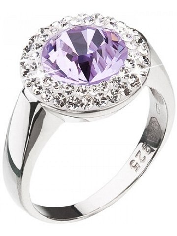 Evolution Group Stříbrný prsten s fialkovým krystalem Swarovski 35026 3 54 mm