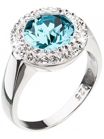 Evolution Group Stříbrný prsten s modrým krystalem Swarovski 35026 3 56 mm