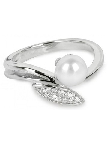Silver Cat Elegantní stříbrný prsten se zirkony a perličkou SC215 60 mm