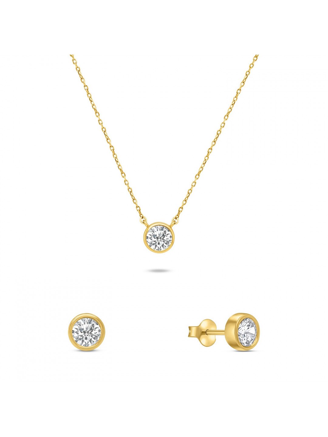 Brilio Silver Moderní pozlacený set šperků se zirkony SET220Y náušnice náhrdelník
