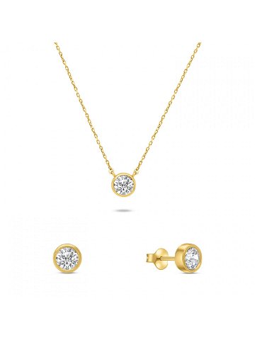 Brilio Silver Moderní pozlacený set šperků se zirkony SET220Y náušnice náhrdelník