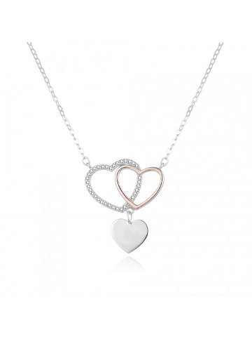Beneto Romantický bicolor náhrdelník se srdíčky AGS1267 47-2