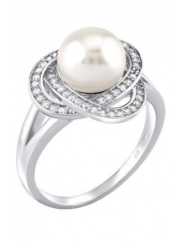 Silvego Stříbrný prsten Laguna s pravou přírodní bílou perlou LPS0044W 56 mm