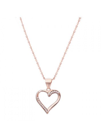 Beneto Růžově pozlacený stříbrný náhrdelník se srdcem AGS289 47-ROSE řetízek přívěsek