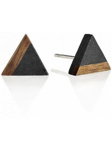 Gravelli Peckové náušnice z betonu a dřeva Triangle Wood GJEWWOA003UN