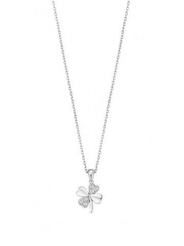 Lotus Silver Něžný stříbrný náhrdelník s čirými zirkony čtyřlístek LP3108-1 1