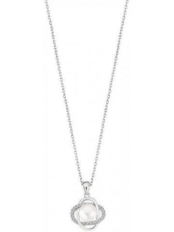 Lotus Silver Něžný stříbrný náhrdelník s čirými zirkony a syntetickou perlou LP3094-1 1