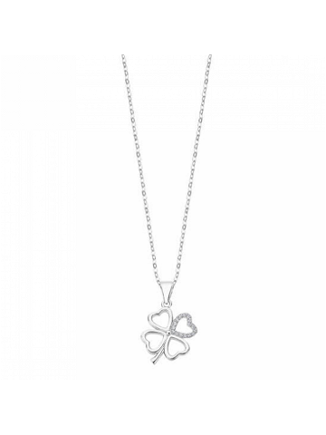 Lotus Silver Hravý stříbrný náhrdelník s čirými zirkony čtyřlístek LP3305-1 1