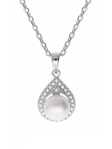 Brilio Silver Překrásný stříbrný náhrdelník s pravou perlou MP05320A řetízek přívěsek