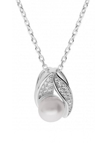 Brilio Silver Elegantní stříbrný náhrdelník s pravou perlou MPD0176B řetízek přívěsek