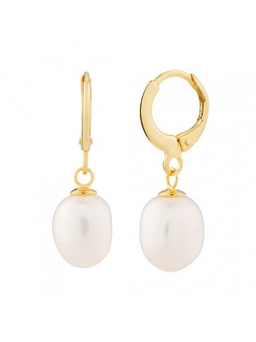 Preciosa Něžné pozlacené kruhové náušnice s říční perlou Pearl Heart 5357Y01