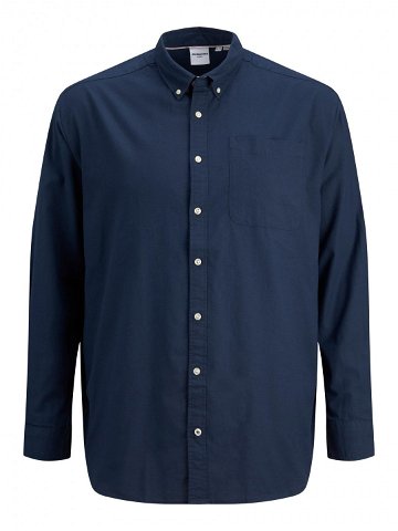 Jack & Jones PLUS Pánská košile JJEOXFORD Slim Fit 12190444 Navy Blazer 5XL