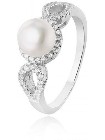 Beneto Stříbrný prsten s krystaly a pravou perlou AGG205 52 mm