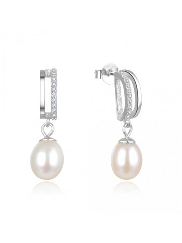Beneto Elegantní stříbrné náušnice s pravými perlami AGUP2687P