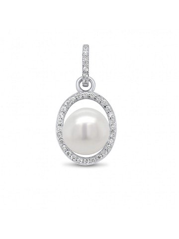 Brilio Silver Elegantní stříbrný přívěsek se zirkony a perlou PT02