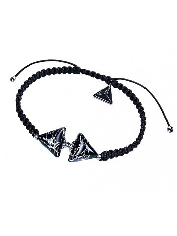 Lampglas Elegantní náramek Double Black Marble Triangle s ryzím stříbrem v perlách Lampglas BTA-D-2