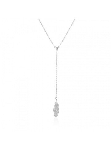 Beneto Stylový stříbrný náhrdelník s peříčkem AGS986 47