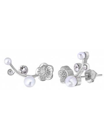 Troli Podélné ocelové náušnice s krystaly a perlami