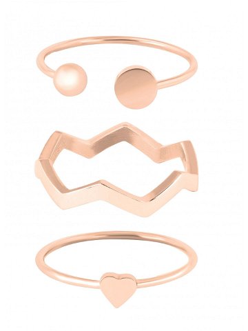 Troli Designová růžově zlacená sada ocelových prstenů 60 mm