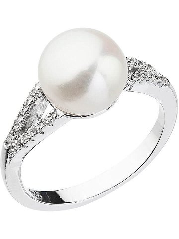 Evolution Group Něžný prsten s bílou říční perlou a zirkony 25003 1 56 mm