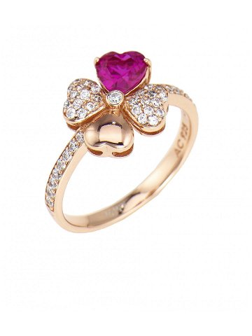 Amen Růžově pozlacený stříbrný prsten se zirkony Love RQURR 56 mm