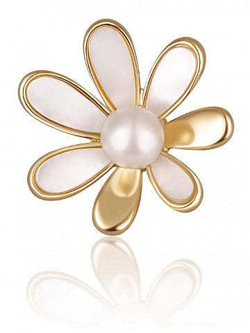 JwL Luxury Pearls Pozlacená brož 2v1 s pravou bílou perlou a perletí JL0661