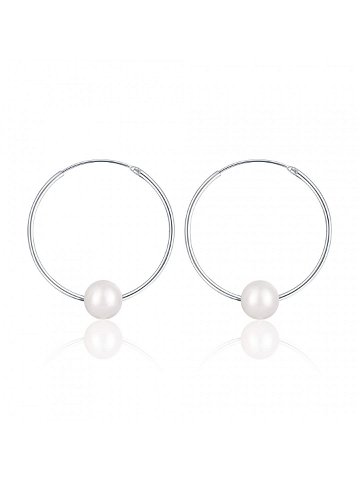 JwL Luxury Pearls Stříbrné náušnice kruhy s pravými bílými perlami JL0633